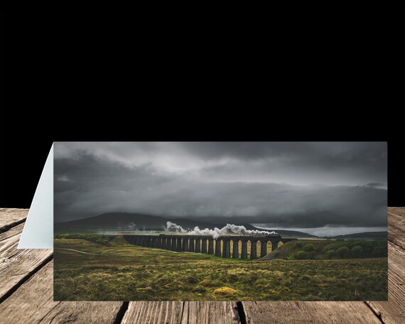 The Fellsman powers over Ribblehead Viaduct, Settle-Carlisle Railway - Greeting Card