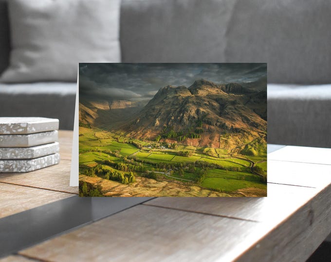 Lake District Greeting Card • The Langdale Pikes & Mickleden