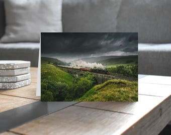 Settle & Carlisle Railway Greeting Card • Northern Belle crosses Ais Gill Viaduct