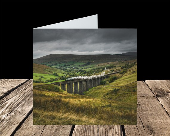 60163 Tornado crosses Arten Gill Viaduct, Settle-Carlisle Railway - Greeting Card