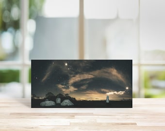 Vale of Eden Greeting Card • Planetary Parade over Long Meg and Her Daughters