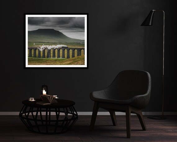 Sir Nigel Gresley crosses Ribblehead Viaduct, Settle-Carlisle Railway - Photographic Print