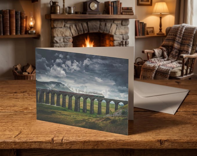 Settle & Carlisle Railway Greeting Card • Flying Scotsman at Ribblehead Viaduct