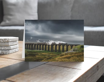Settle & Carlisle Railway Greeting Card • The Dalesman crosses Ribblehead Viaduct