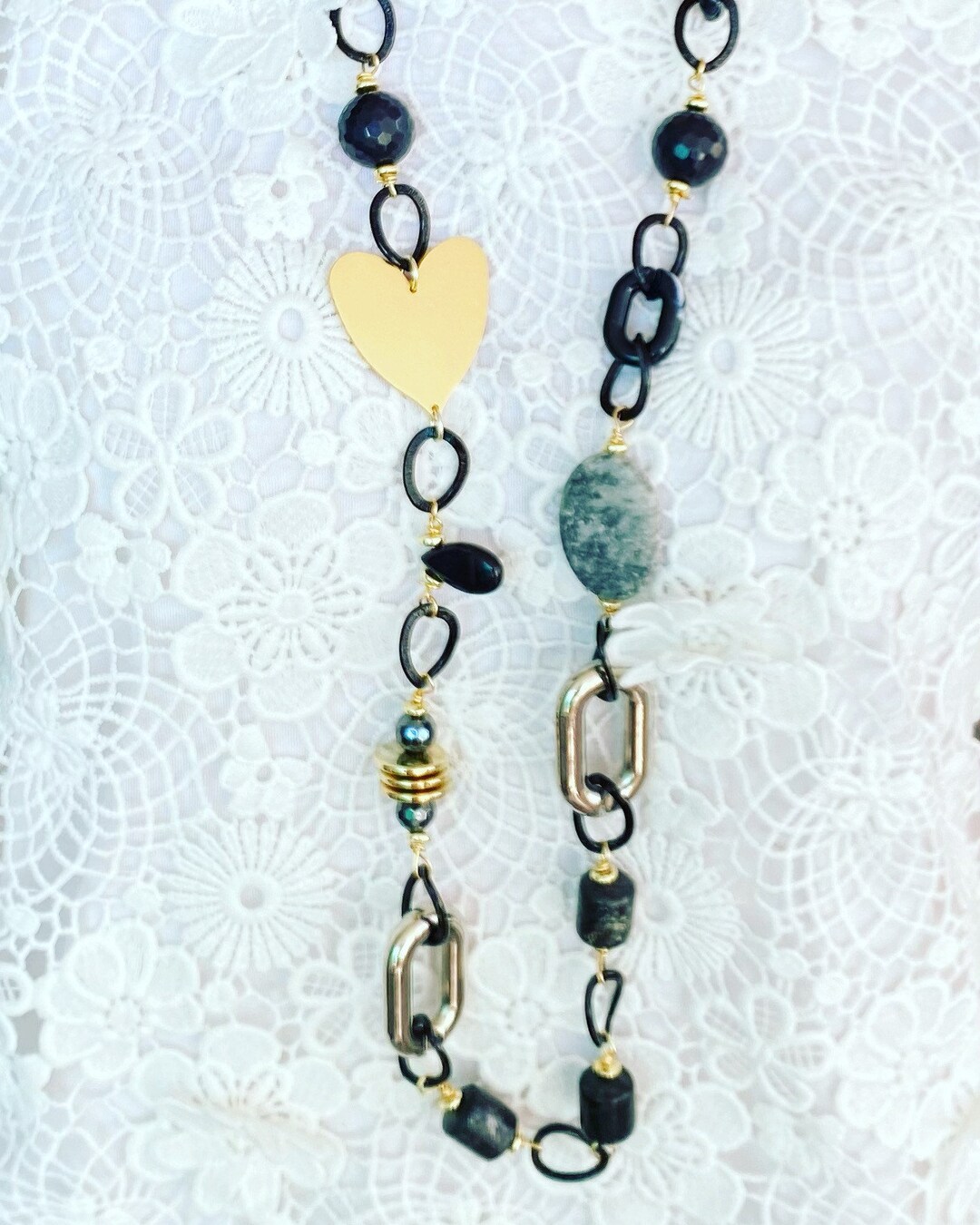 Black and Gold Chain Necklace - Etsy