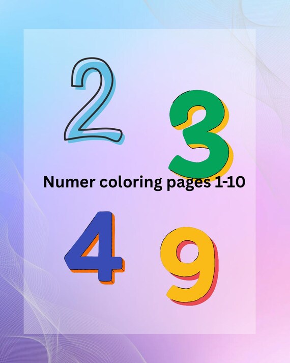 Number Coloring Pages (1-10) Printable Preschool, Kindergarten Homeschool Worksheet Activity, Coloring Page INSTANT DOWNLOAD