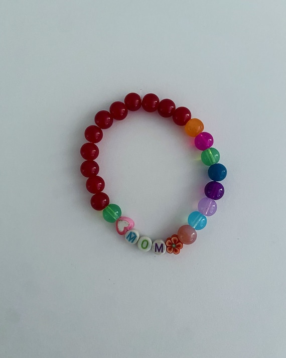 Red Beaded Bracelet - Handcrafted Gift for Mom - Personalized Jewelry