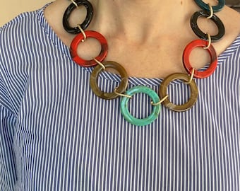 multicolor necklace, acrylic necklace, short necklace, choker necklace, women necklace,  women jewelry, women gifts, minimalist necklace