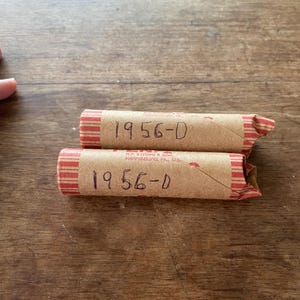 1956 D Lincoln  wheat cent roll average circulation 50 Pennies