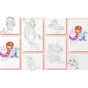 Mermaid Coloring Pages | Cute & Fantasy Mermaid Printable for Kids Adults | Underwater Ocean Coloring Sheets | Digital Download PDF&quot;