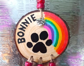 Personalised Rainbow Bridge Pet Suncatcher, sympathy gift, pet loss gifts, pet memorial gift, dog loss gifts, cat loss gifts