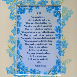 Alzheimer's / Dementia Poem and Hand Painted Mount. Choice of 5 Designs ...
