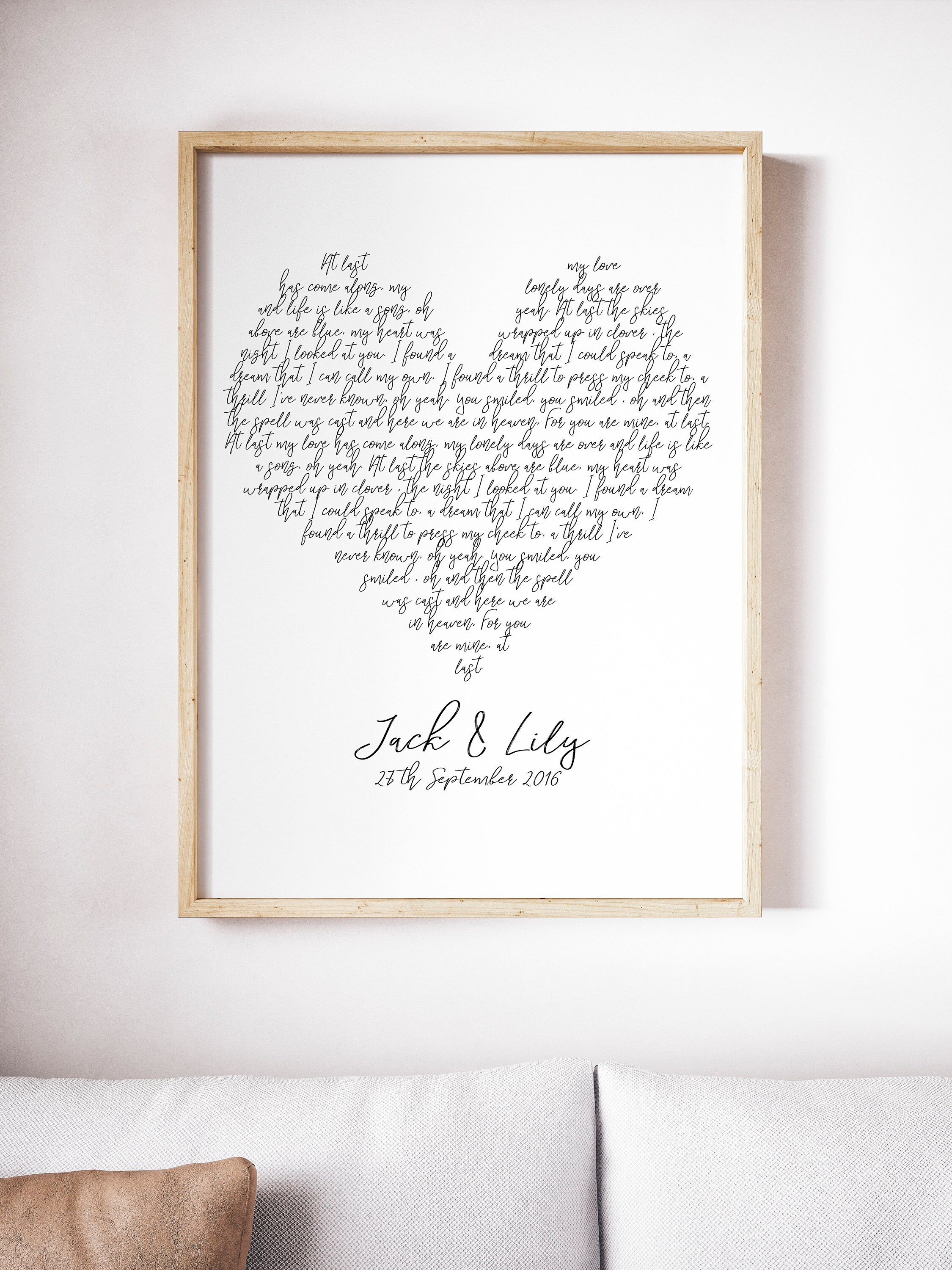 Etta James At Last Lyrics Personalised Wedding Song Print