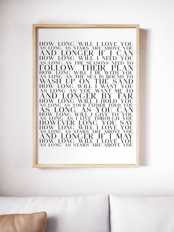 Ellie Golding How Long I Love You Song Lyrics Gift Gallery Wall Art Poster Print