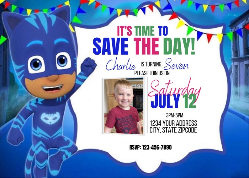 Personalized PJ Masks Catboy Birthday Party Invitation WITH Etsy