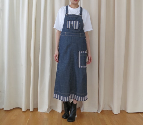 denim dungaree maxi dress