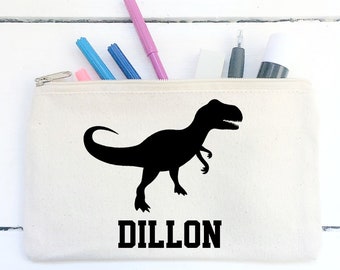 Personalised Dinosaur Dino T Rex Pencil Case School Birthday Gift Boys Girls