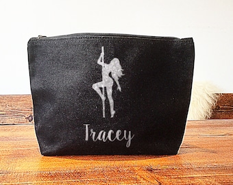 Pole Dancer Makeup bag, Personalised Make Up Bag, Pole Dance Gift