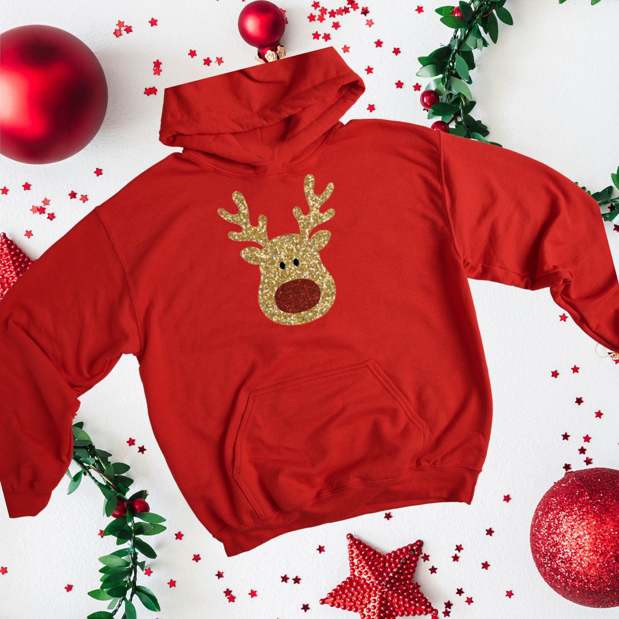 Discover Felpa Con Cappuccio Hoodie Xmas Buon Natale Rudolph Uomo Donna Unisex