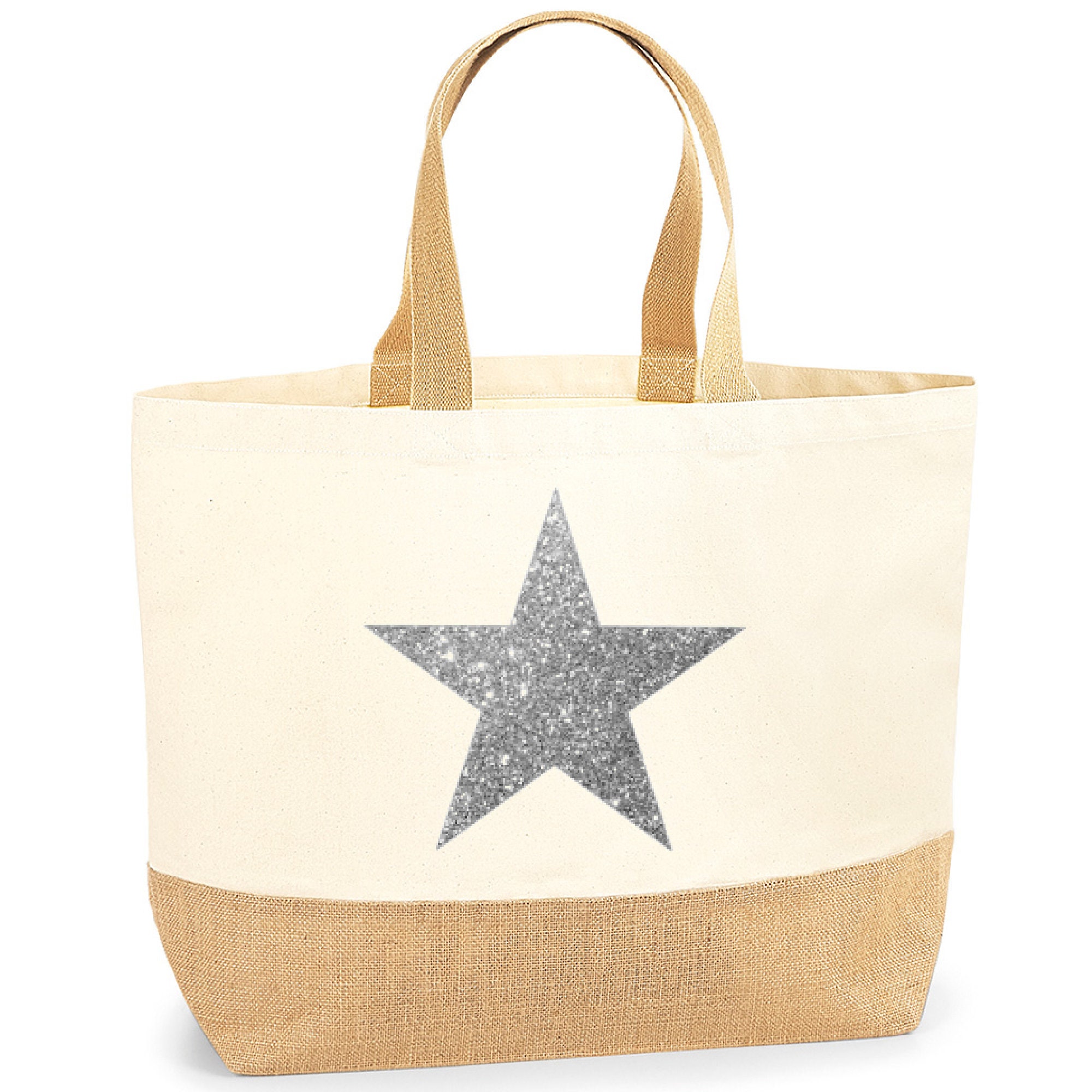 Custom Jute and Cotton Brown Luxe Tote Bag