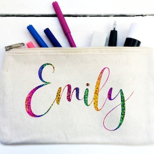 Personalised Pencil Case, Canvas Pencil Pouch ,Name Bag, Gift for Child