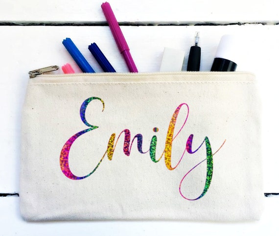 Personalised Pencil Case, Canvas Pencil Pouch ,name Bag, Gift for