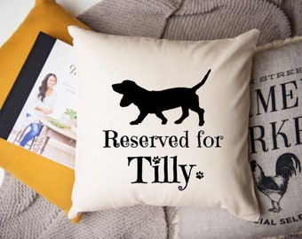 Basset Hound Dog Pillow, Personalised Cushion Cover