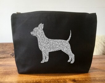 Chihuahua Makeup Bag, Organic Canvas Pouch, Mother's Day Gift