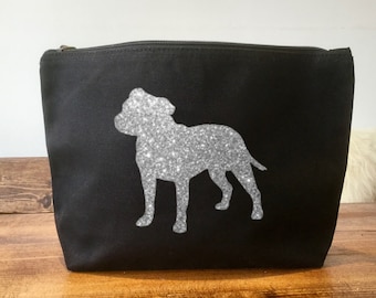 Staffordshire Bull Terrier Make Up/Cosmetic Bag, Staffie Gift, Staffie Lover,Dog Make up Bag Canvas Make Up Bag