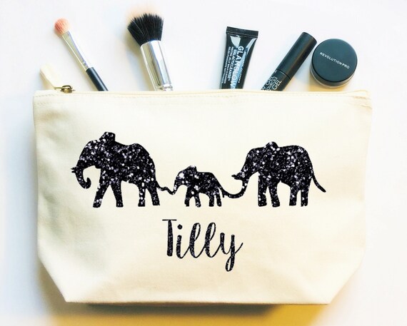 Elephant Makeup Bag Personalised Elephant Pouch Etsy