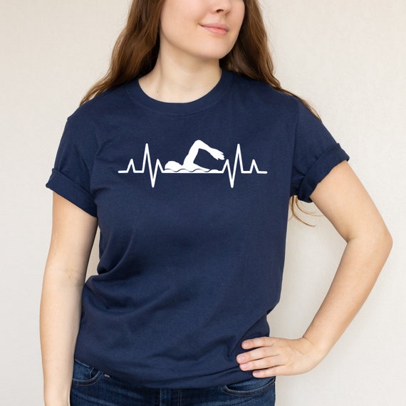 Swimming T-Shirt Swimmer Tshirt Heartbeat Retro Gift Tee Swimming T-Shirt Swimmer Tshirt Heartbeat Retro Gift Tee
