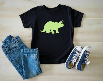 T-shirt dinosaure, chemise tricératops phosphorescente