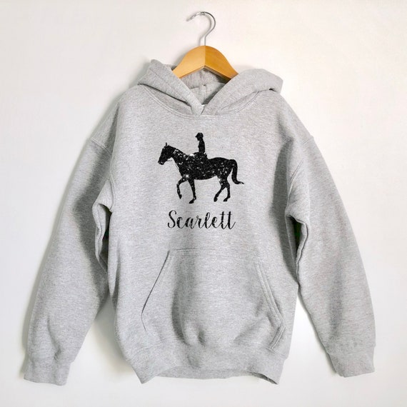 Sudadera De Equitación Con Capucha Para Niña, De Varsany; Diseño Personalizado De Caballo Con Tachuelas, Infantil, Negro, 12-13 Años