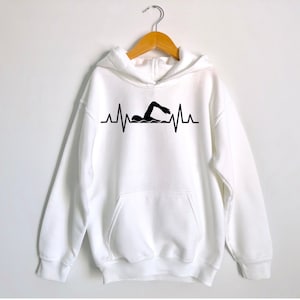 Swimmer Hoodie, Unisex Kids Hoodie, Swimming Heartbeat Sweatshirt