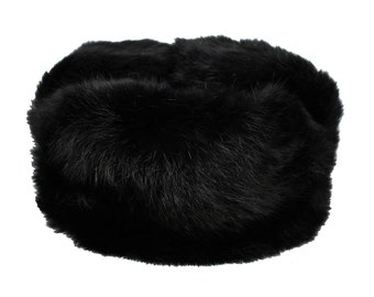 NUOVO.PRODUZIONE RUSSA 01 COLBACCO IN PELLE DI CONIGLIO.COLORE NERO