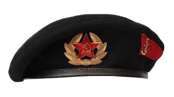 Original Russian Army Navy Forces Beret Marines Cap Hat USSR Military Black Wool Original Russian Army Navy Forces Beret Marines Cap Hat USSR Military Black Wool