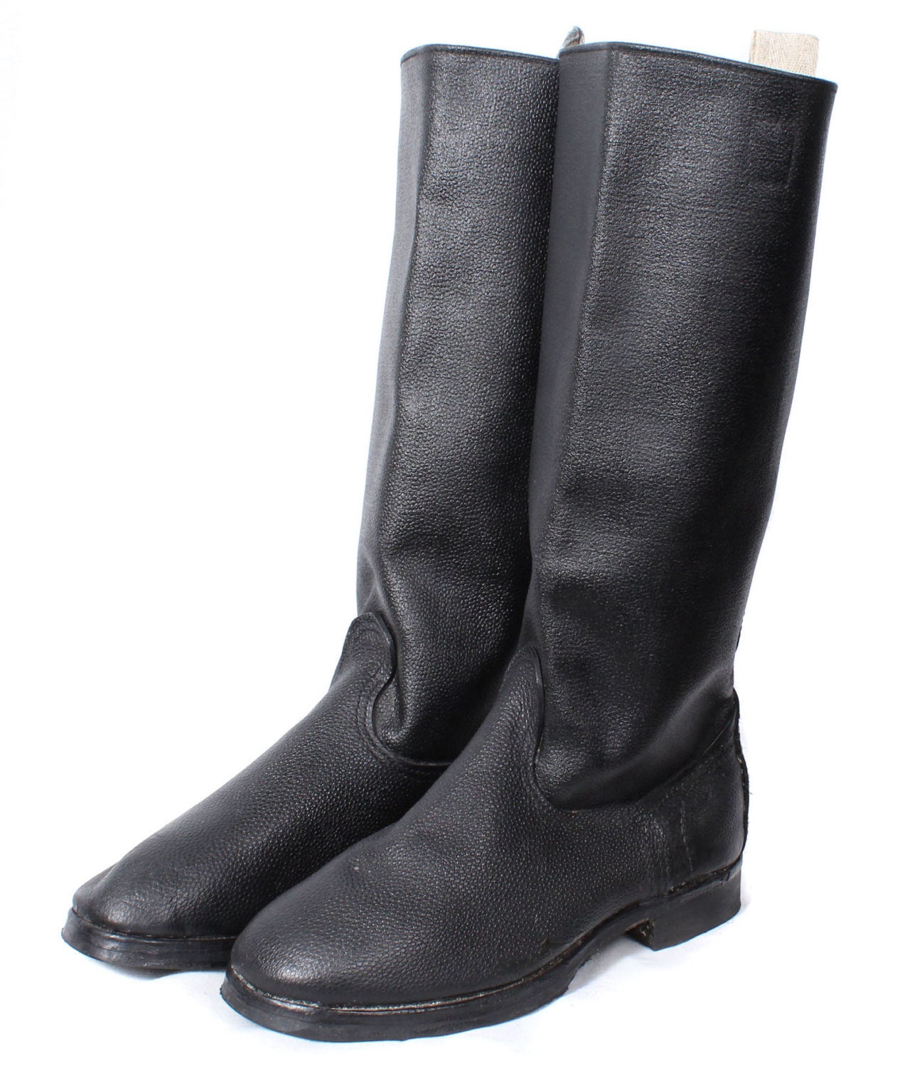 Soviet military black leather Kersey boots soldier New Vintage Etsy