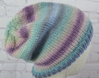 Ombre Striped Knitted Hat - Adult Medium