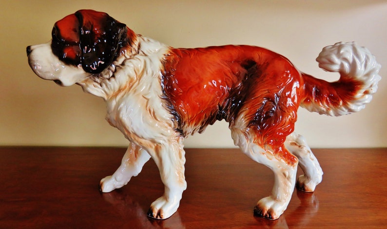 Huge Vintage Goebel West Germany Saint Bernard Dog Figurine Etsy