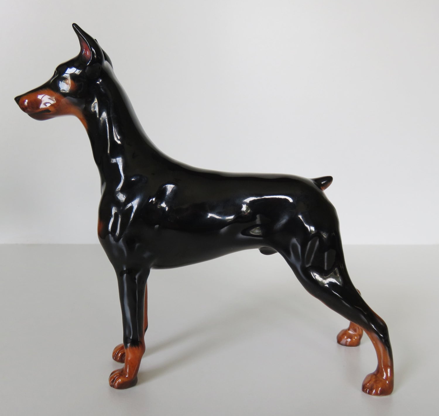 Sitting Doberman Animal Figure Collectible Toys Dog Animal Plastic