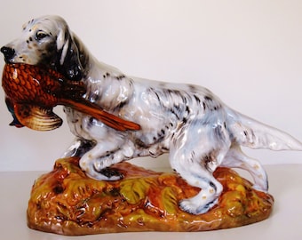 Rare Royal Doulton English Setter In Leaves With Pheasant In Mouth HN 2529/ Mint