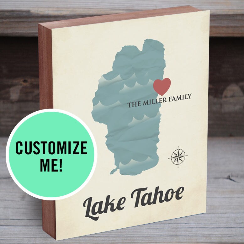 Lake Tahoe Art Lake Tahoe Wedding Lake Tahoe Map Lake Etsy