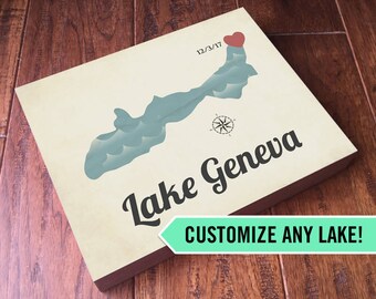 Custom Lake Sign - Lake House Gift - Personalized Lake House Decor - Lake Map