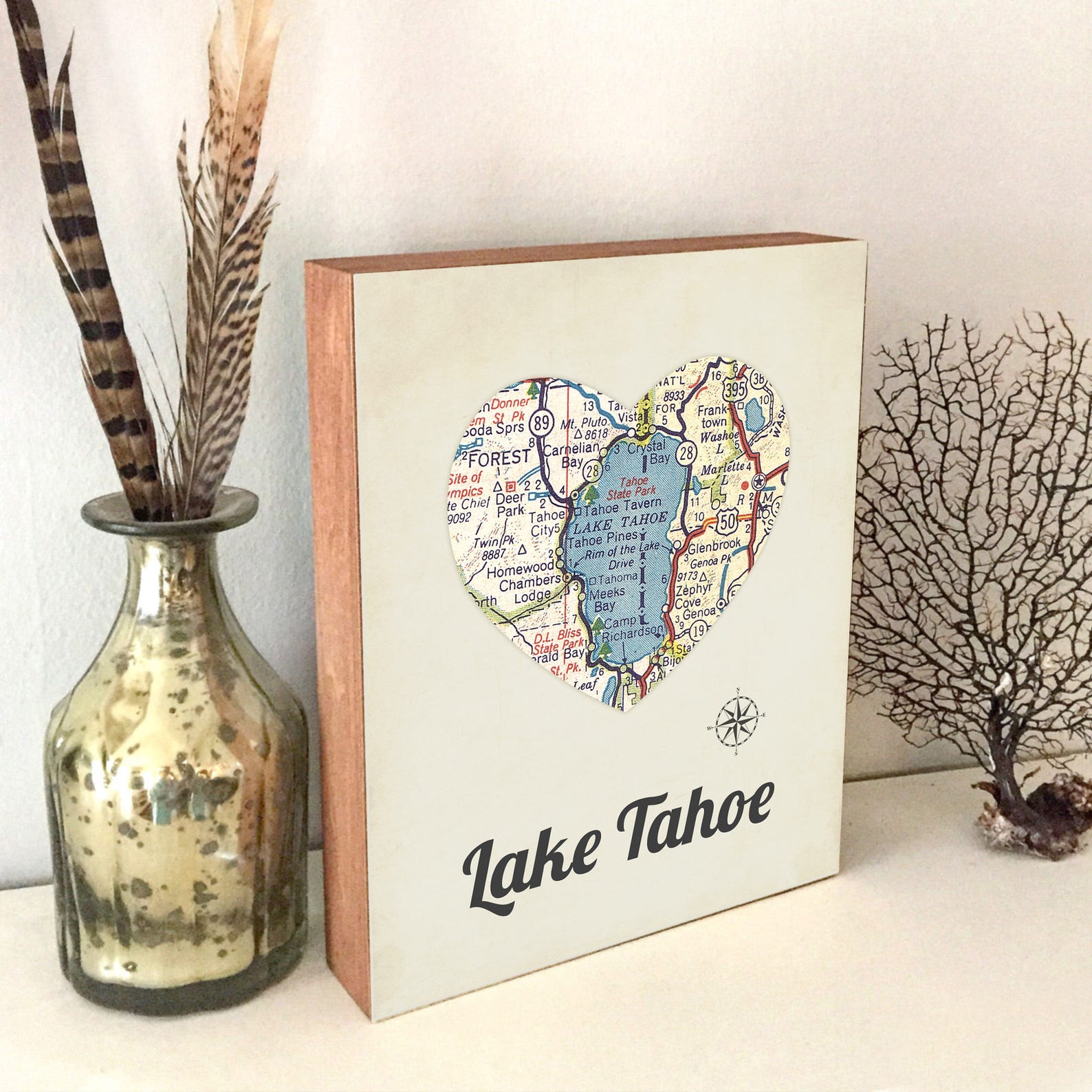 Lake Tahoe Map Lake Tahoe Art Lake Tahoe Print Lake Etsy