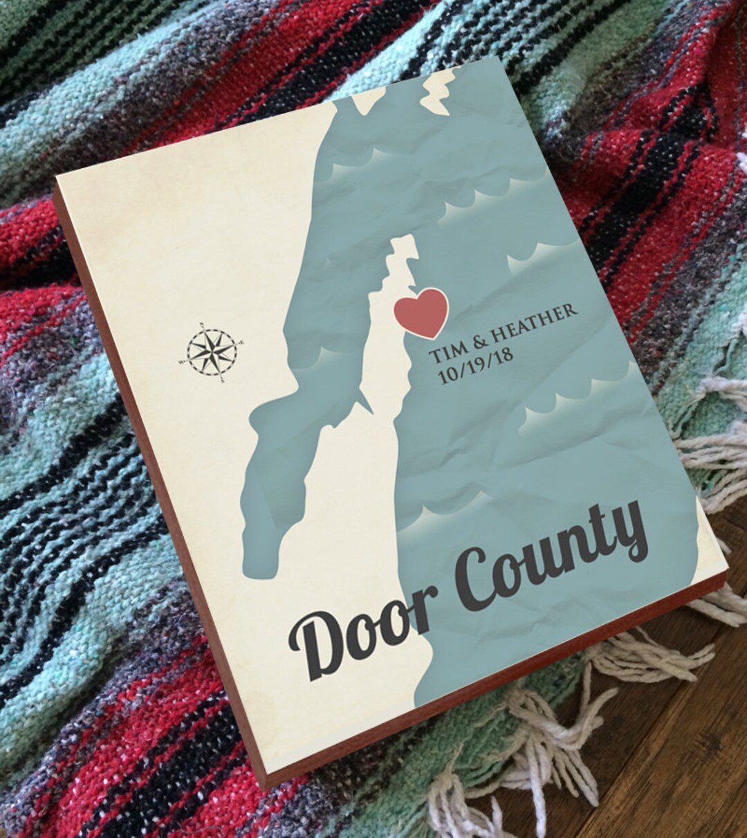 Door County Print Door County Map Door County Wisconsin Door County Art