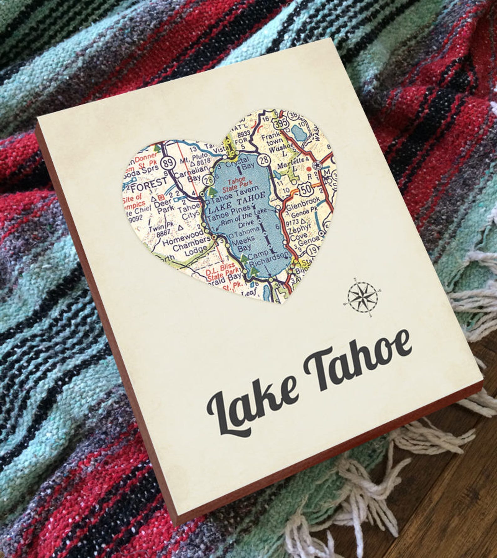 Lake Tahoe Map Lake Tahoe Art Lake Tahoe Print Lake Etsy