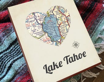 Lake Tahoe Map - Lake Tahoe Art - Lake Tahoe Print - Lake Tahoe Gift - Lake Tahoe Print - Lake Tahoe Wall Art - Tahoe Gifts