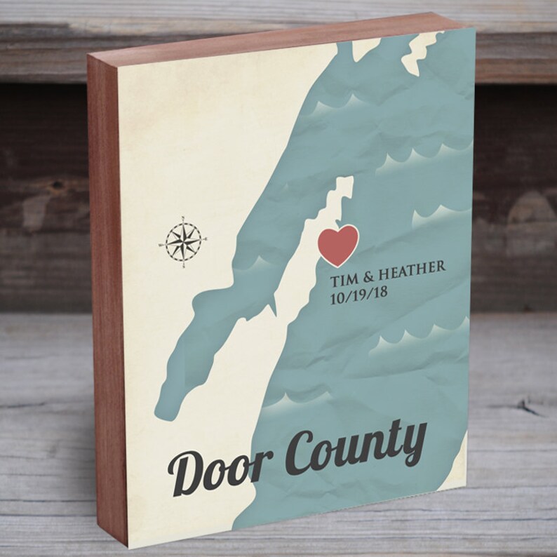 Door County Print Door County Map Door County Wisconsin Etsy