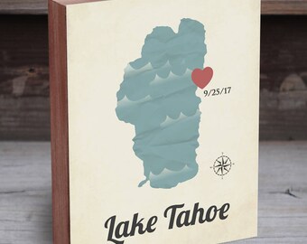 Lake Tahoe Art - Lake Tahoe Wedding - Lake Tahoe Map - Lake Tahoe Wedding Invites - Lake Tahoe Gift - Lake Tahoe Print - Lake Tahoe Wall Art