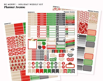 Kit hebdomadaire de NOËL Autocollants de planificateur imprimables, Autocollants de planificateur imprimables, Autocollants de vacances, Téléchargement, Rouge et vert, Décembre